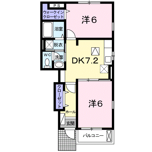 アルカンシエル(2DK/1階)の間取り写真