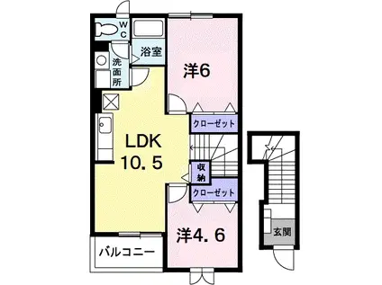 ピース・コアB(2LDK/2階)の間取り写真