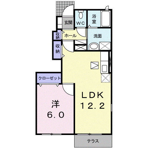 コモドポスト(1LDK/1階)の間取り写真