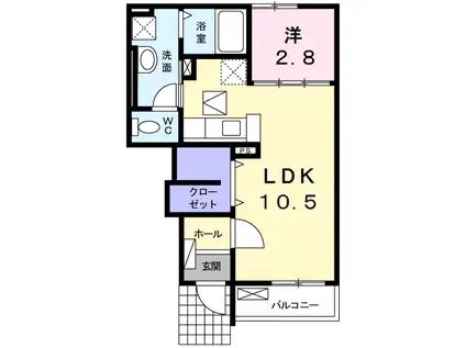 ブリーゼ和多田(1LDK/1階)の間取り写真