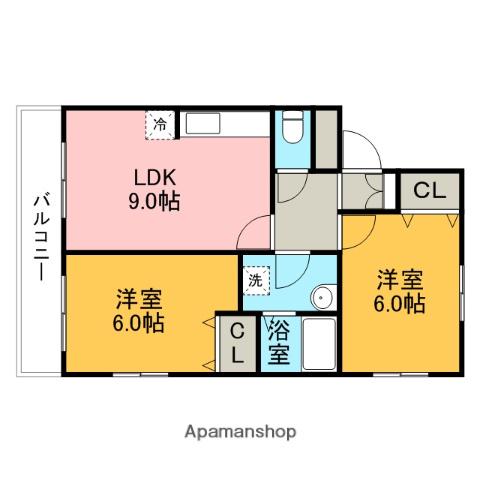 ワイズコート6(2LDK/3階)の間取り写真