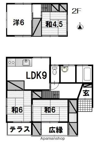 筑肥線 美咲が丘駅 徒歩6分 2階建 築38年(4LDK)の間取り写真