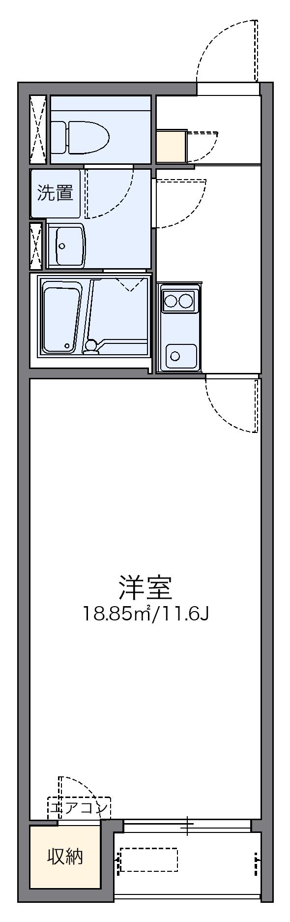 レオネクストKOGAⅢ(1K/1階)の間取り写真