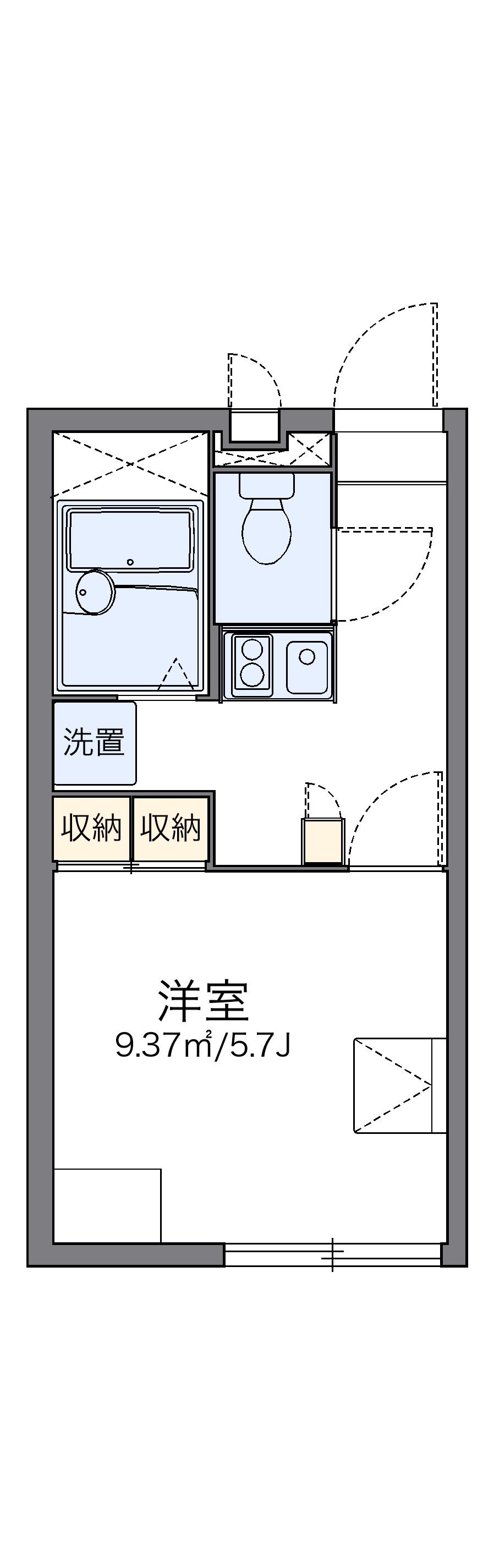 レオパレスアプレセーズ(1K/1階)の間取り写真