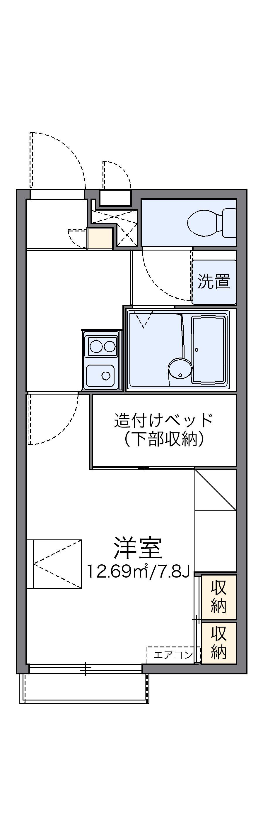 レオパレスリバーサイド虹(1K/2階)の間取り写真