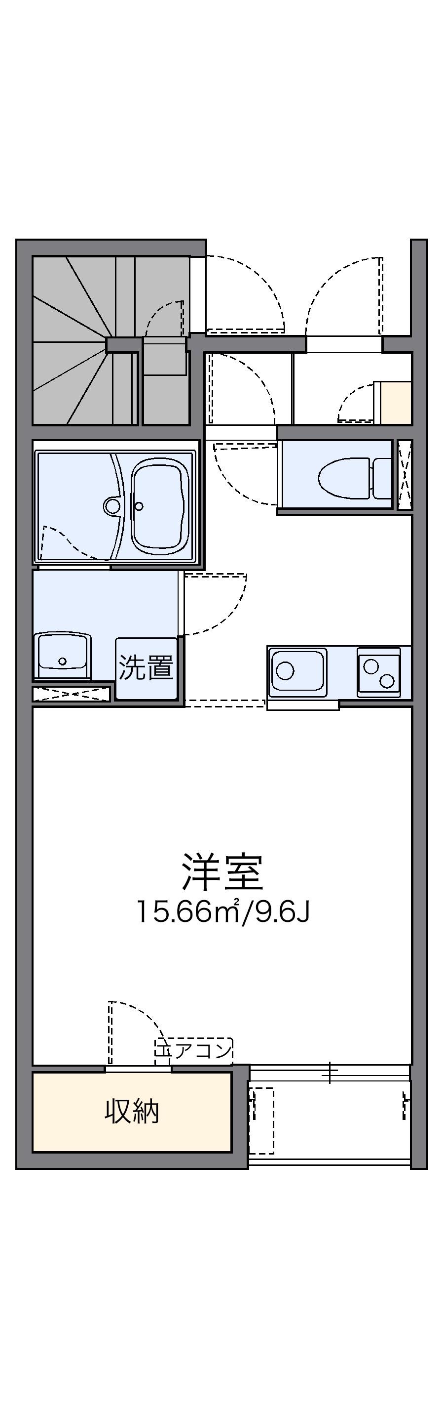レオネクストT&E(1K/1階)の間取り写真