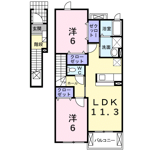 パインブライトⅡ A(2LDK/2階)の間取り写真