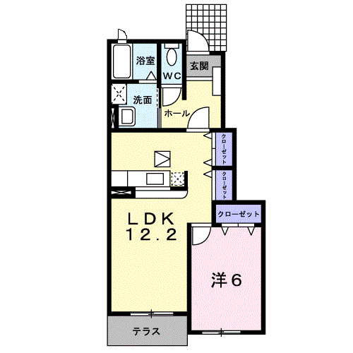 パインブライトⅡ A(1LDK/1階)の間取り写真