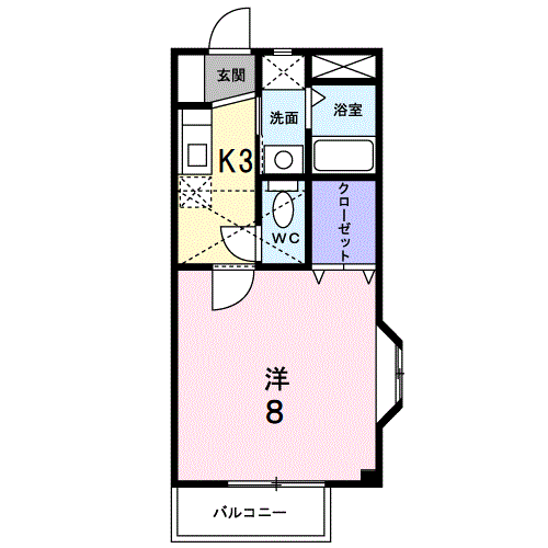 サンスポット・エムズ(1K/1階)の間取り写真