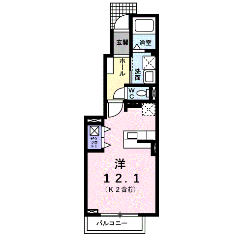 サンフラットA(ワンルーム/1階)の間取り写真