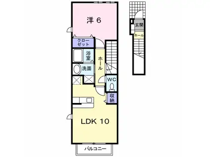 筑肥線 唐津駅 徒歩13分 2階建 築13年(1LDK/2階)の間取り写真