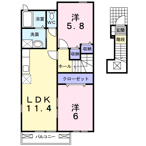 メゾン・ド・パール(2LDK/2階)の間取り写真