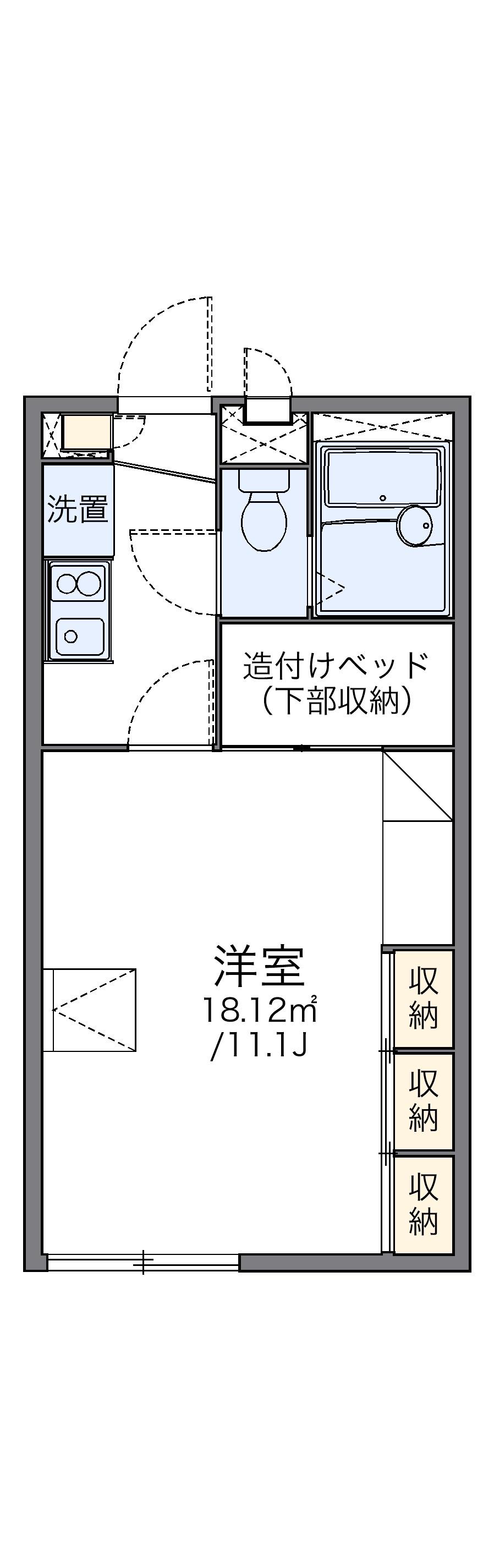 レオパレスIMARI(1K/1階)の間取り写真