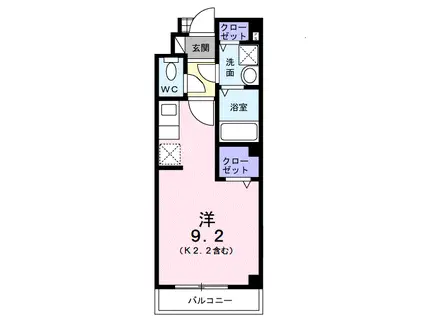 メビウス鏡Ⅰ番館(1K/2階)の間取り写真