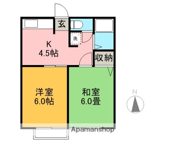 ハイツキャビン(2DK/1階)の間取り写真