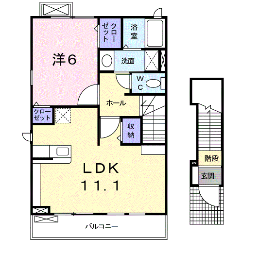 ローレル(1LDK/2階)の間取り写真