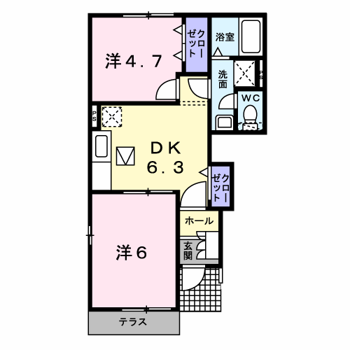 サニーメゾンSTA(2DK/1階)の間取り写真