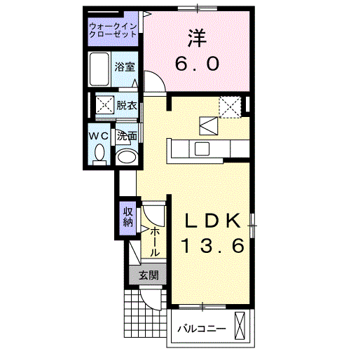 ベイサイド コッティ Ⅰ(1LDK/1階)の間取り写真