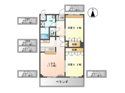 プレサス KS(2LDK/2階)の間取り写真