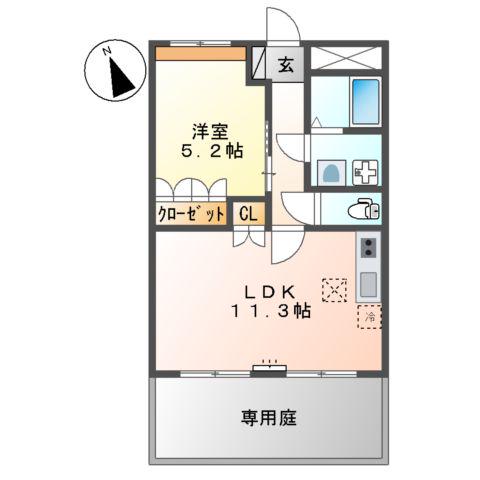 オールドベスト・せいら(1LDK/1階)の間取り写真