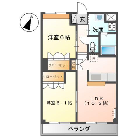 メゾン・アルカディア(2LDK/2階)の間取り写真