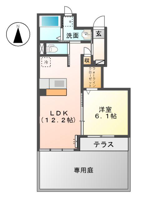 オリエンタルコートK(1LDK/1階)の間取り写真