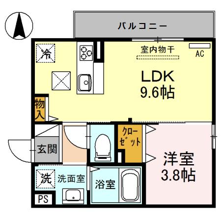 フェリス横浜(1LDK/1階)の間取り写真