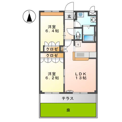 コンフォール・せいら(2LDK/1階)の間取り写真