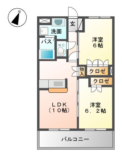 ILMAREⅠ(2LDK/2階)の間取り写真