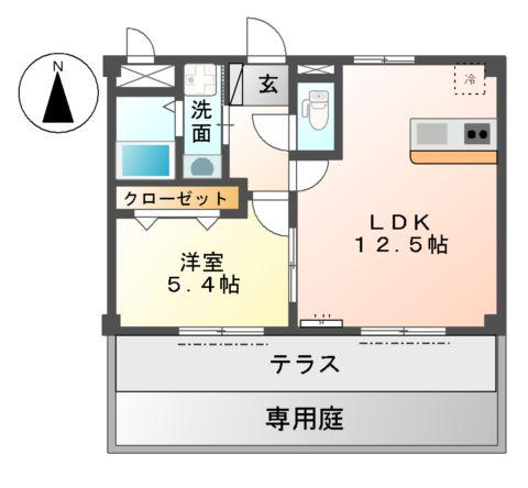 サクシード3(1LDK/1階)の間取り写真