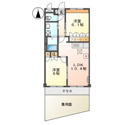 HAPPY・FULL(2LDK/1階)の間取り写真