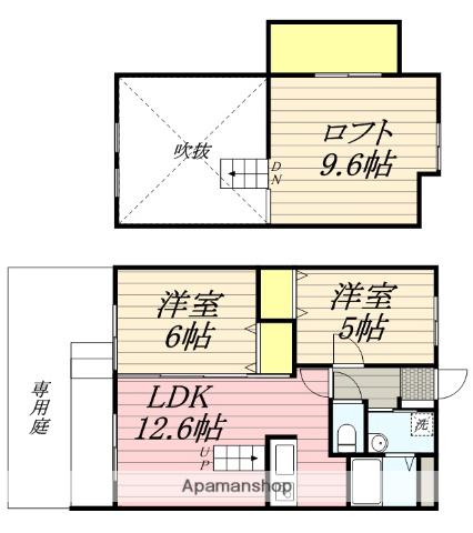 オリエンタルコート加布里駅前(2LDK/1階)の間取り写真