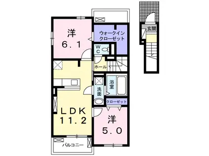 リバー・イーストⅡ(2LDK/2階)の間取り写真