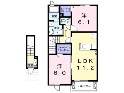 エスペランサ(2LDK/2階)の間取り写真