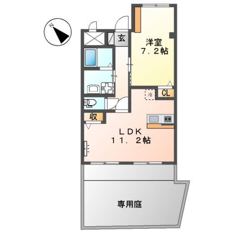 サクセス・KJ(1LDK/1階)の間取り写真