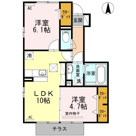 アール・アイ武雄Ⅱ(2LDK/1階)の間取り写真