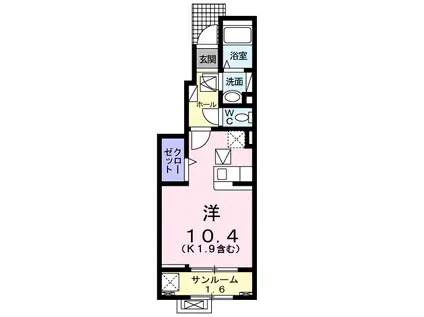ニューリバーサイド・八谷(ワンルーム/1階)の間取り写真