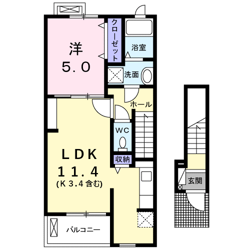 サニーガーデンⅢ(1LDK/2階)の間取り写真