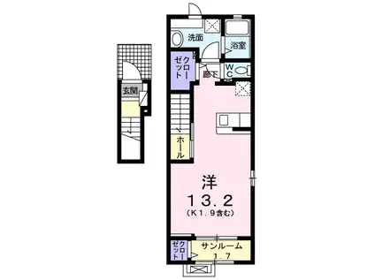 サニーガーデンⅡ(ワンルーム/2階)の間取り写真