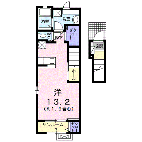 サニーガーデンⅡ(ワンルーム/2階)の間取り写真