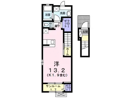 サニーガーデンⅡ(ワンルーム/2階)の間取り写真