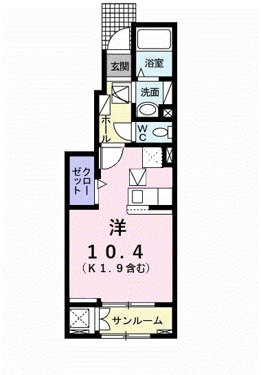 サニーガーデンⅠ(ワンルーム/1階)の間取り写真