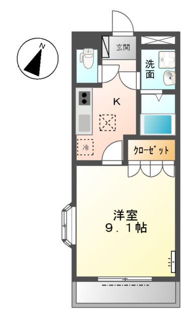 パームヒルズさくら(1K/1階)の間取り写真