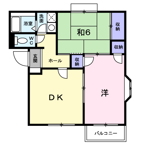 プラティークI(2DK/1階)の間取り写真