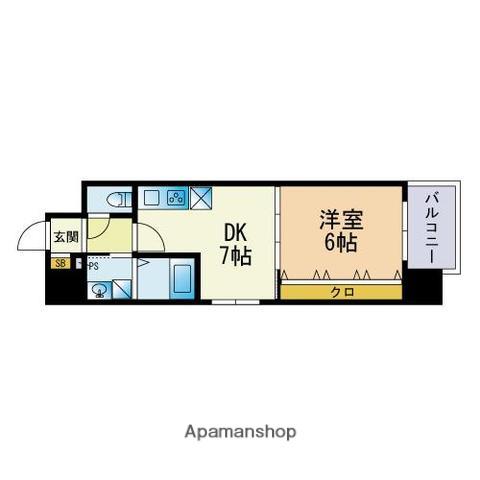 レジス波多江(1DK/4階)の間取り写真