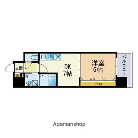 レジス波多江(1DK/4階)の間取り写真