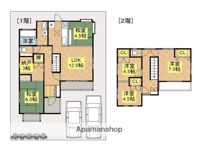 筑肥線 加布里駅 徒歩3分 2階建 築31年(4SLDK)の間取り写真