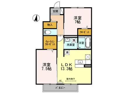 ルミエールホーム弐番館(2LDK/1階)の間取り写真
