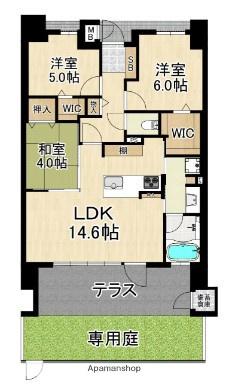 エイルマンション伊都の杜(3LDK/1階)の間取り写真