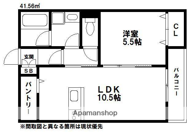 サニーガーデン糸島(1LDK/3階)の間取り写真